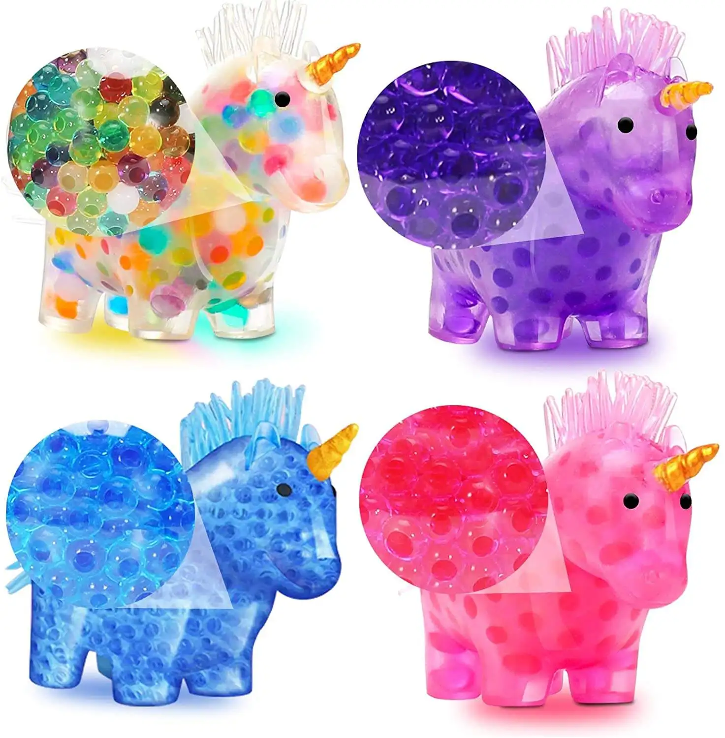 Kids Sensory Fidget Squeeze Unicorn Water Beads Stress Relief Unicorn Squishy Stress Balls Toy for Kids and Adults