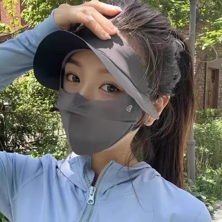 Breathable Full Face Ice Silk Face Cover For Women Outdoor Summer Sunscreen Mask For Golf