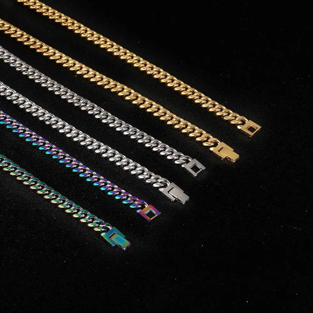 RQ Титан кубинской Cadena de oro Мужская Майами нержавеющая сталь 14k 18k позолоченное ожерелье-цепочка с крупными звеньями цепочка для