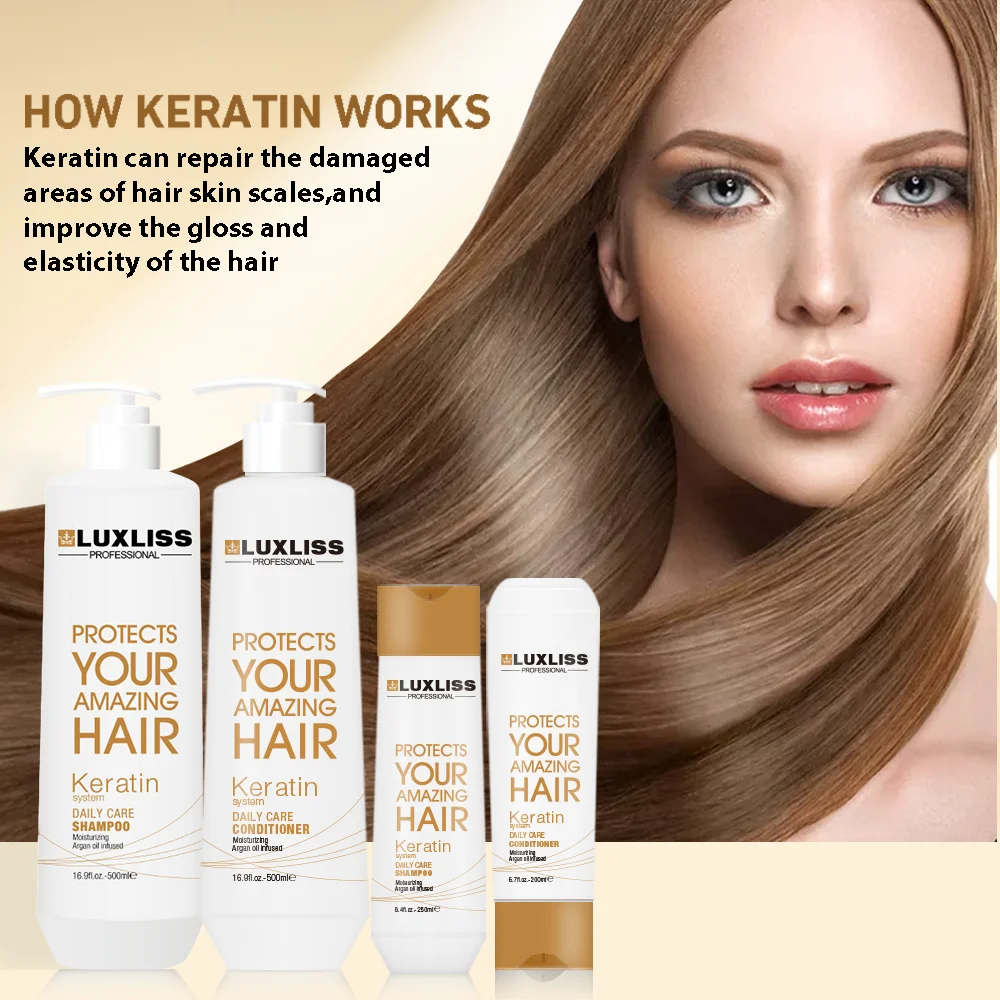 Luxliss High Quality Salon Professional 250ml 500ml Moisturize Nourish Repair Keratin Hair Daily Care Shampoo Conditioner