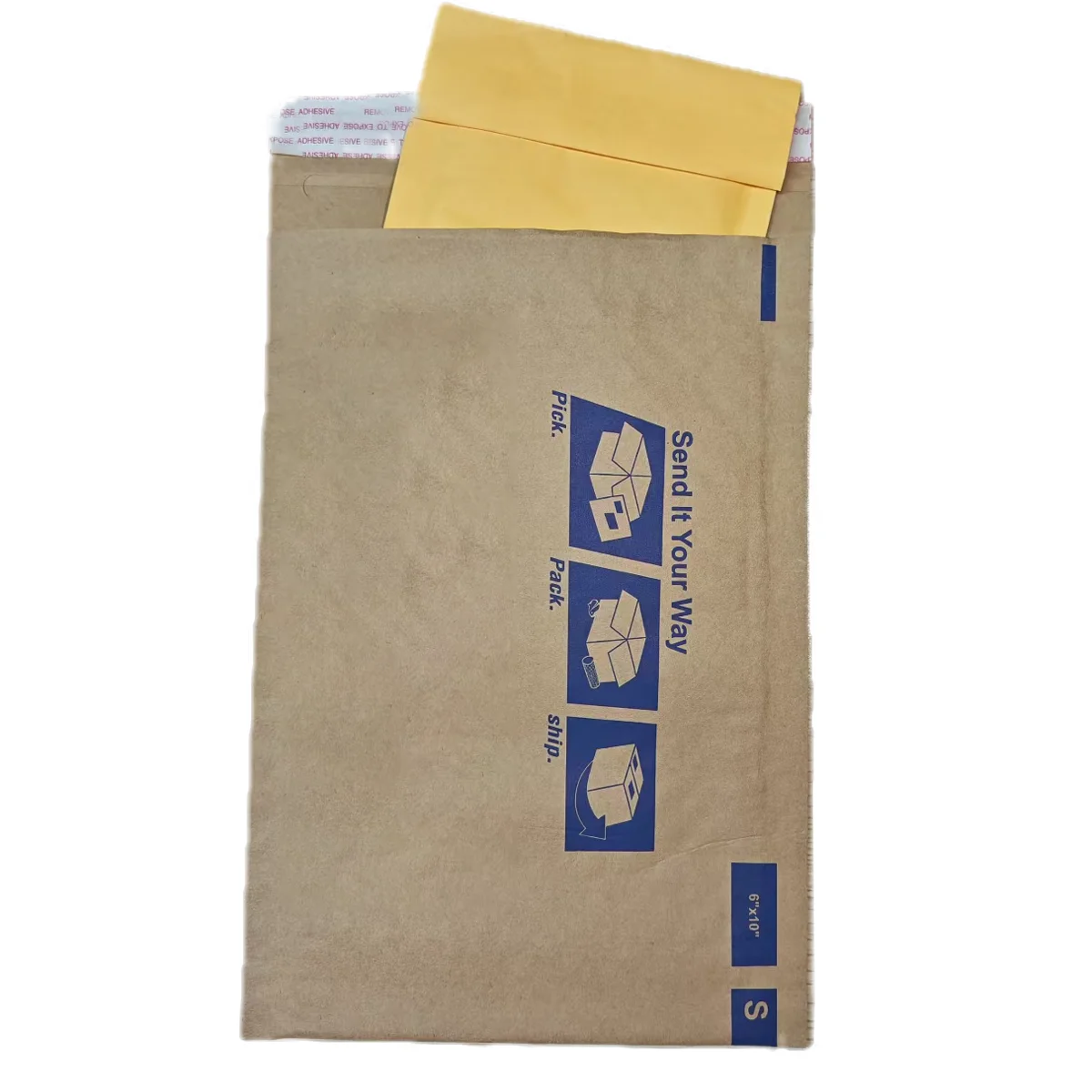 Custom Shipping Postage Packaging Attached File Paper Mailing Bags 100% Biodegradable Decomposable Pure Kraft Bubble Mailer