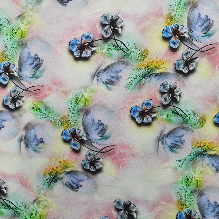 Hot Sales Polyester Flora Stain Printing Woven Chiffon Soft Dress Fabric Digital Printed For Women Clothing