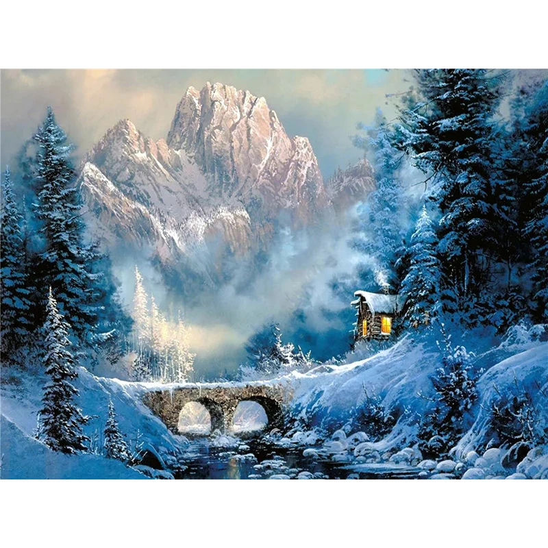 
Winter Scenery Diamond Painting DIY 5D Diamond Embroidery Winter Christmas Pictures Of Rhinestones Mosaic Home Decoration 