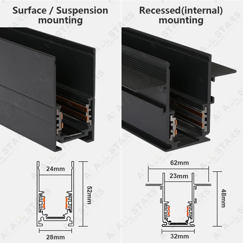 CE Track Light System Tuya APP Smart Dimming Linear Magnetic Lighting Surface Recessed Track Rail Grille Magnetic Track Light