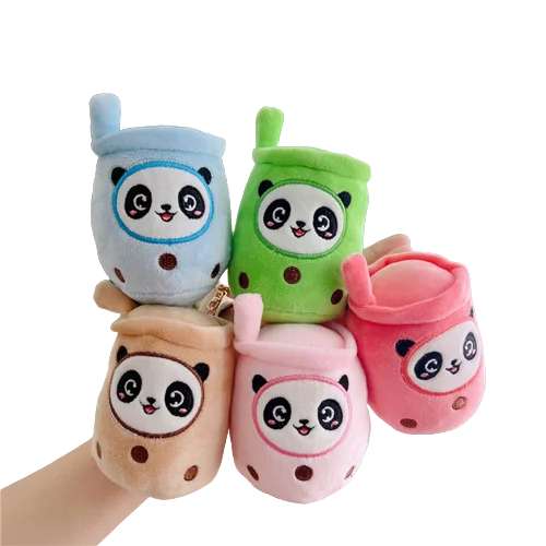 New Design Custom Panda Boba Keychain Plush Milk Tea Cup Toys Stuffed Animal Plush Boba Key Rings