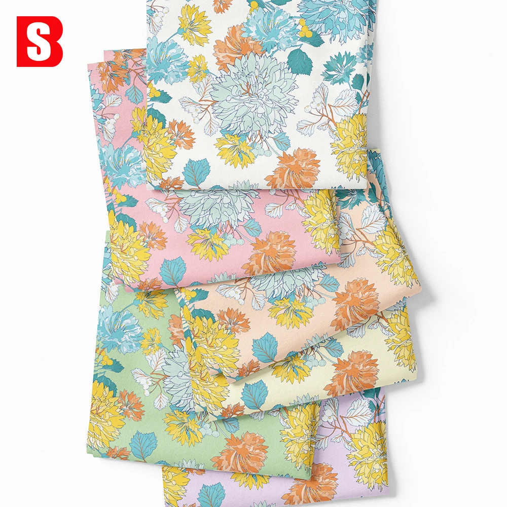 Custom Digital Print Designs 80s Lightweight Liberty Cotton Tana Lawn Fabric With Multi Color Floral Designs For Clothing