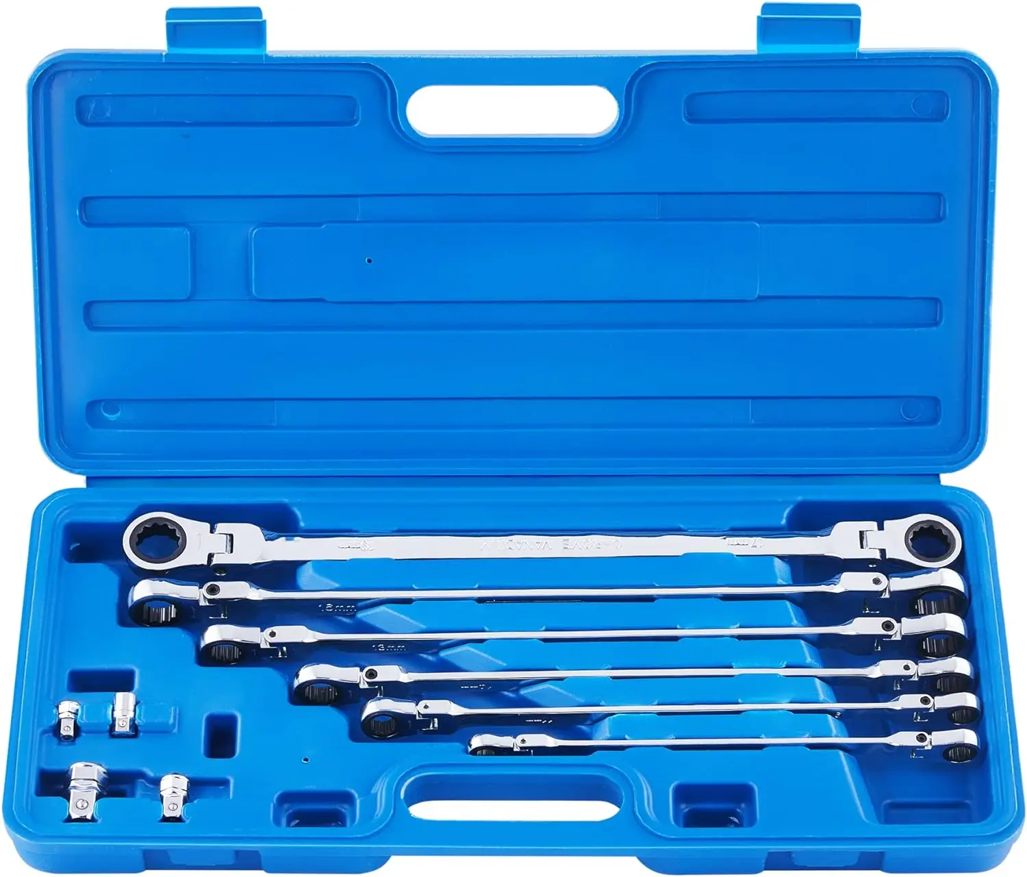 10 Pcs Metric Extra Long Double End Flex Head Aviation Wrench Ratchet Wrench Spanner Set 8mm-19mm Chrome Vanadium Steel