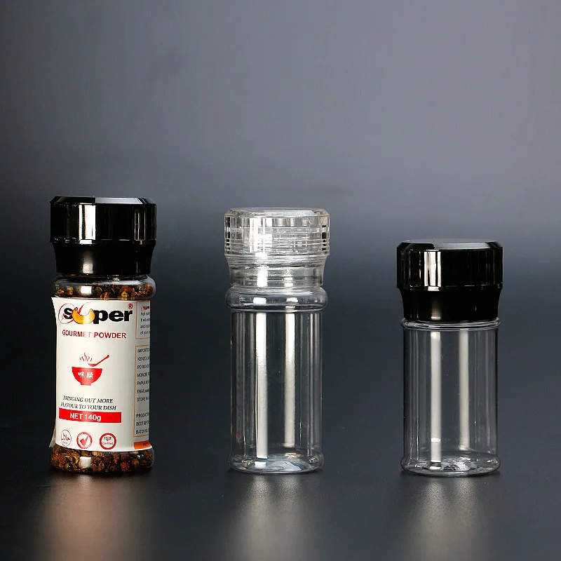 Plastic Condiment Container Salt And Pepper Shaker Jar With Double Open Flip Lid Seasoning Powder Plastic Spice Jar