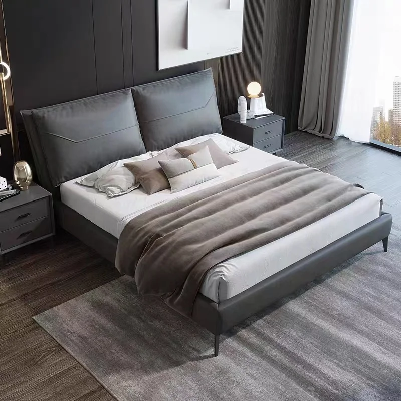 Modern bedroom furniture minimalist square king bed hotel beds