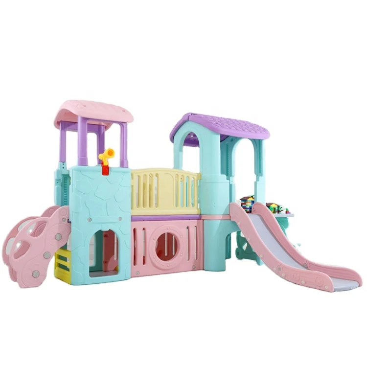 High quality children amusement park kindergarten indoor playground with baby slide plastic equipment playhouse slide for kids