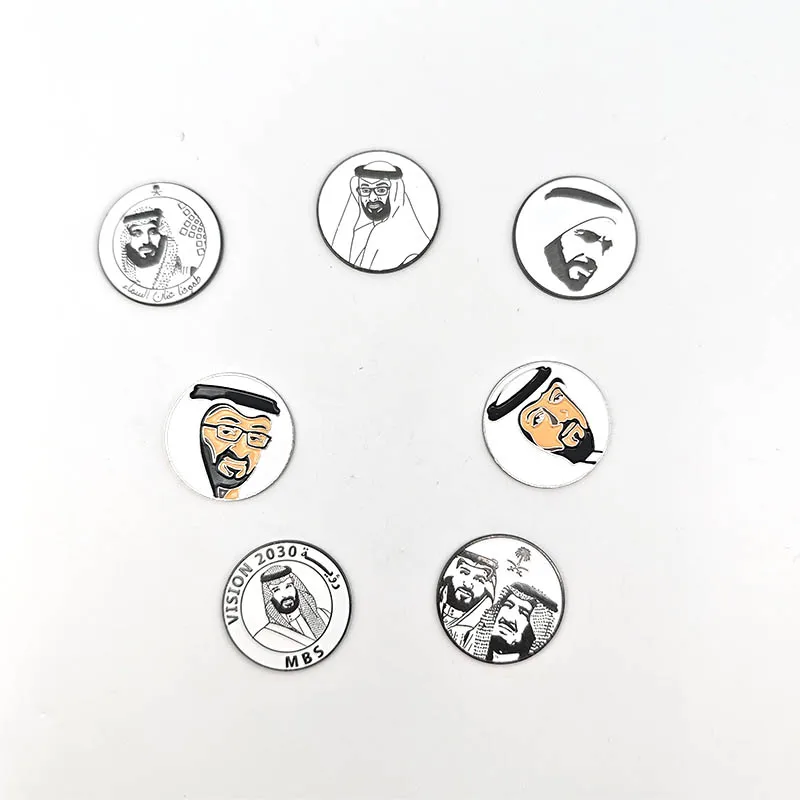 Customized UAE Bahrain Oman Qatar Pakistan Saudi Arabia Vision 2030 MBS Magnet Sticker Logo Badge Pin Keychain Keyring Keycoever