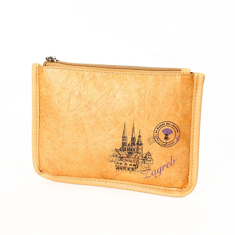 Factory custom durable coin  purse brown wallet  daily life  storage bag Tyvek  paper  waterproof  wallet