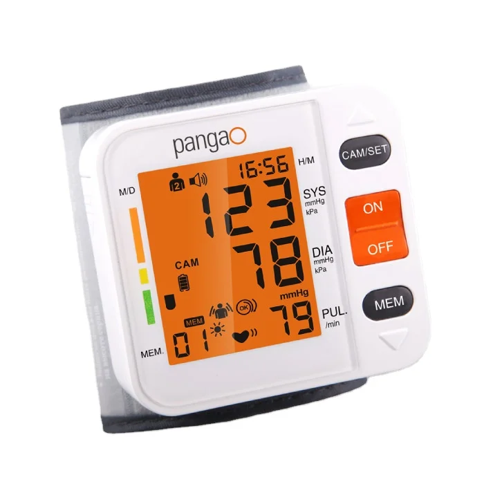 Pangao hot sale small portable automatic digital voice wrist cuff blood pressure monitor set