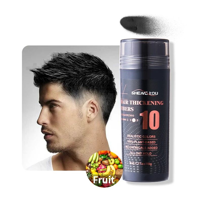Custom logo thickening hair fiber 100% plant-based hair keratin fiber brown black hair fiber for men
