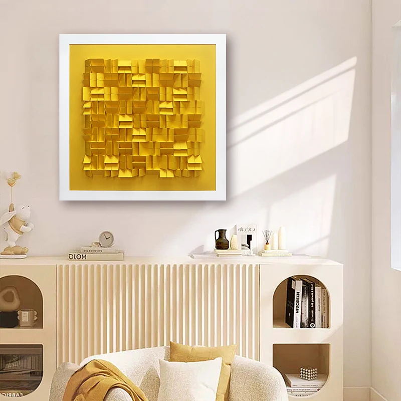 Home Decor Large Luxury 3D Abstract Wood Carving Artwork Framed Wall Art Painting