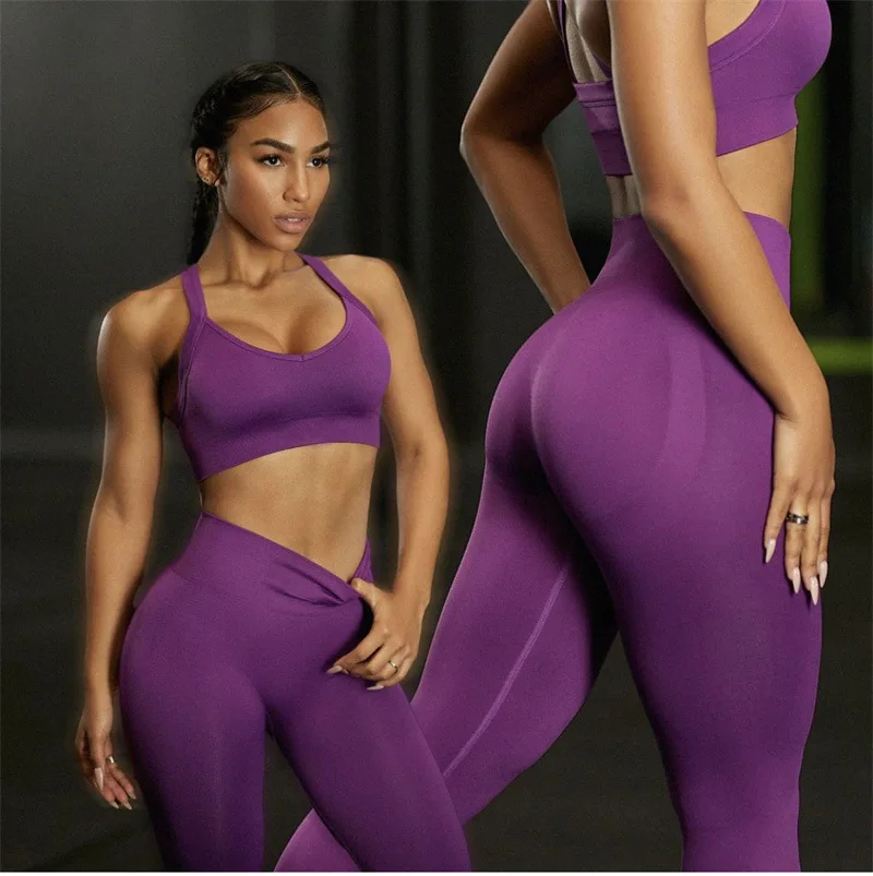 Custom Sports Wear Set Gym Activewear Yoga Workout Clothing Leggings Suit Women High Waist Fitness Yoga Pants Set