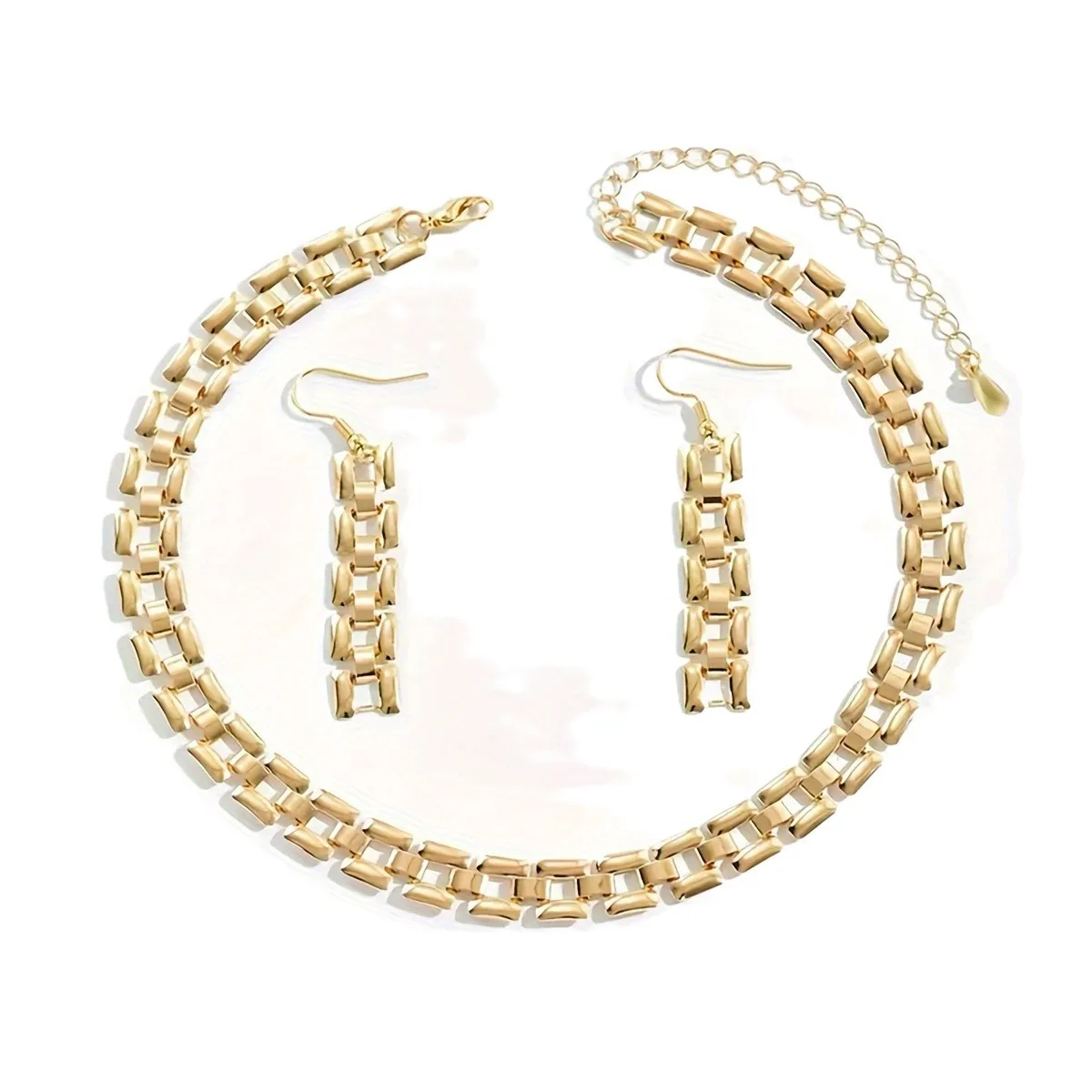 Bohemian Elegant Style Dangle Earrings Necklace Gold Plated Jewelry Set Chunky Long Tassel Earrings Necklace Punk Jewelry