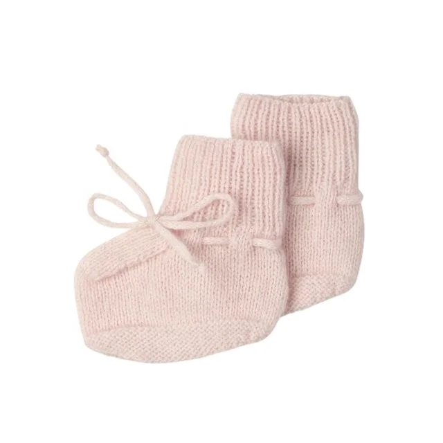 Cute drawstring cashmere knitted baby booties