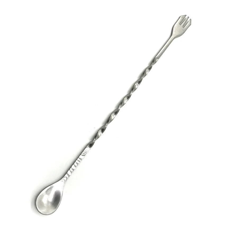Ready to Ship stainless steel bar tool mixing spoon fork muddler swizzle standing stick cocktail stirrer
