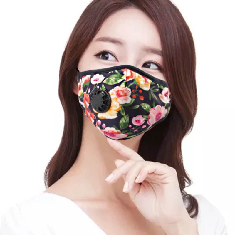 Custom Print Logo Design Washable Reusable Mask Face Cloth Polyester Cotton Fabric Facemask Party Masks