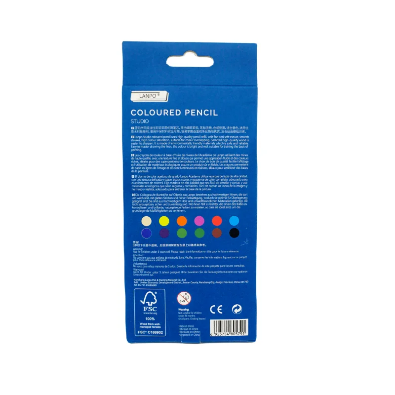 Colour Pencils For Kids, 12 colored pencils With Paper Box hexagonal shape