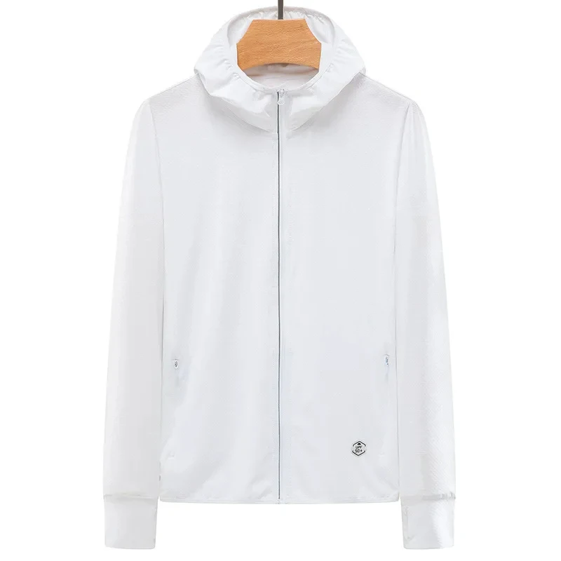 Summer new knitted sunscreen couple hooded ice silk windbreaker UV protection UPF50+
