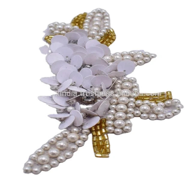 Newest Product Rhinestone Bead Applique Clothing Beaded Patch
