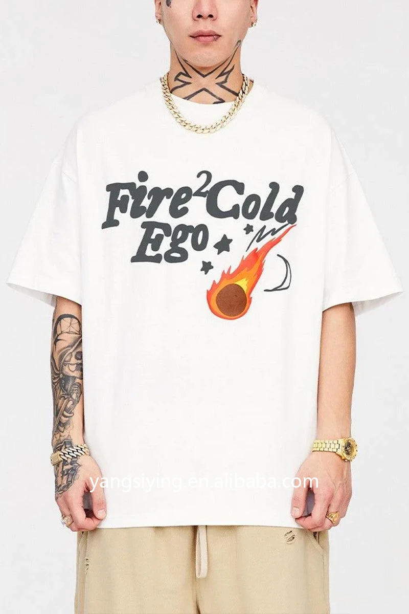 High Quality Custom Cropped T-Shirt Boxy 100% Cotton Oversized Heavyweight Drop Shoulder White T Shirt for Men Manufacturer