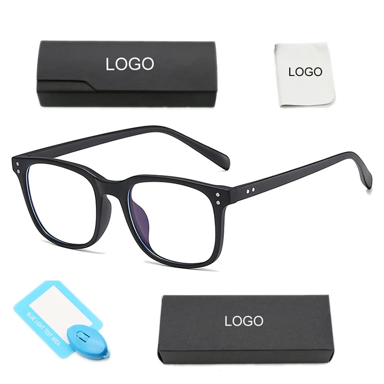 Custom Classic Men Women TR90 Transparent Optical Frames Anti Blue Light Blocking Bluelight Filter Computer Glasses With Case