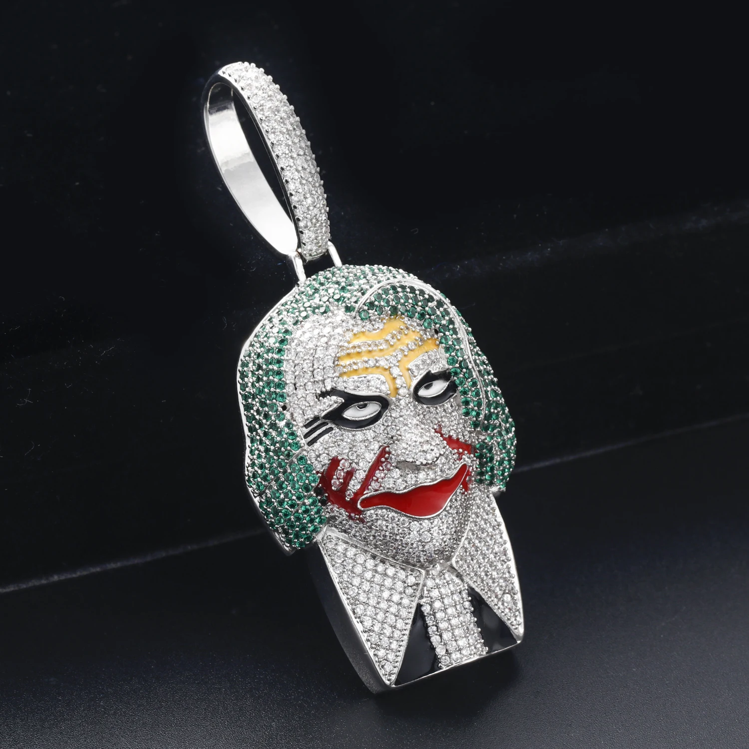 KING YEE 2021 New Design Joker CZ Jewelry Pendant Iced Out Colored Diamond Clown Pendant