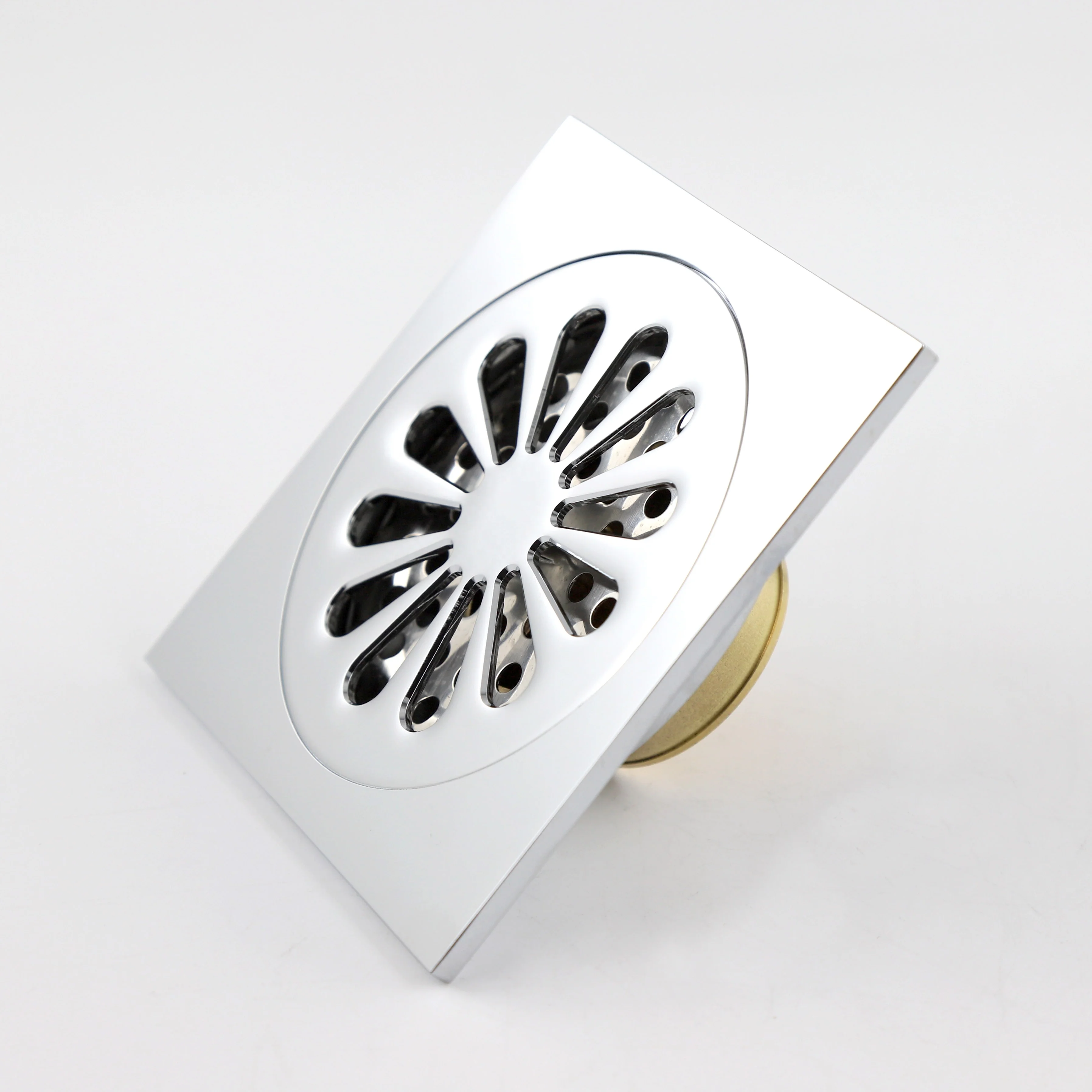 HIGH QUALITY FACTORY OEM Chrome plate square shower floor waste drain bathroom BRASS floor drain