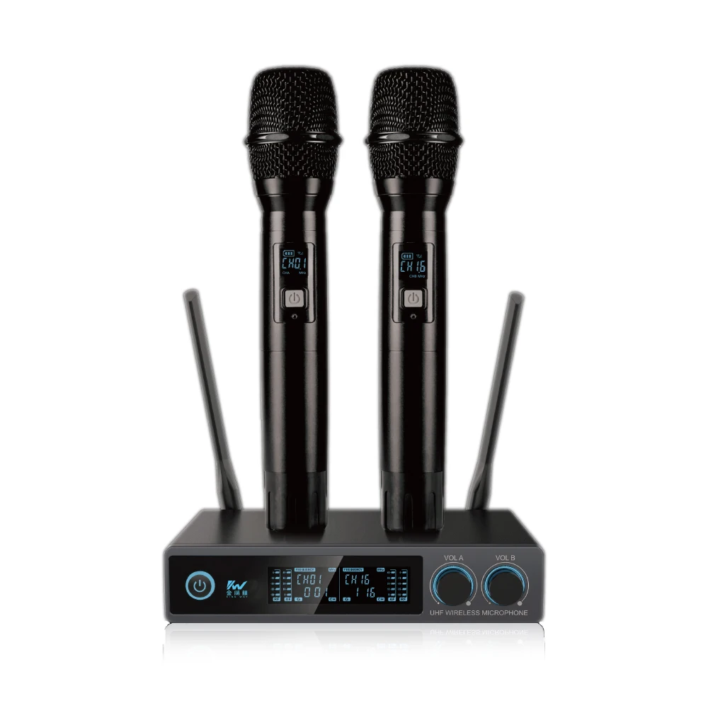 OEM Wireless Microphone,Metal Dual Professional UHF Cordless Dynamic Mic Handheld Microphone  for Home Karaoke, Meeting, Party