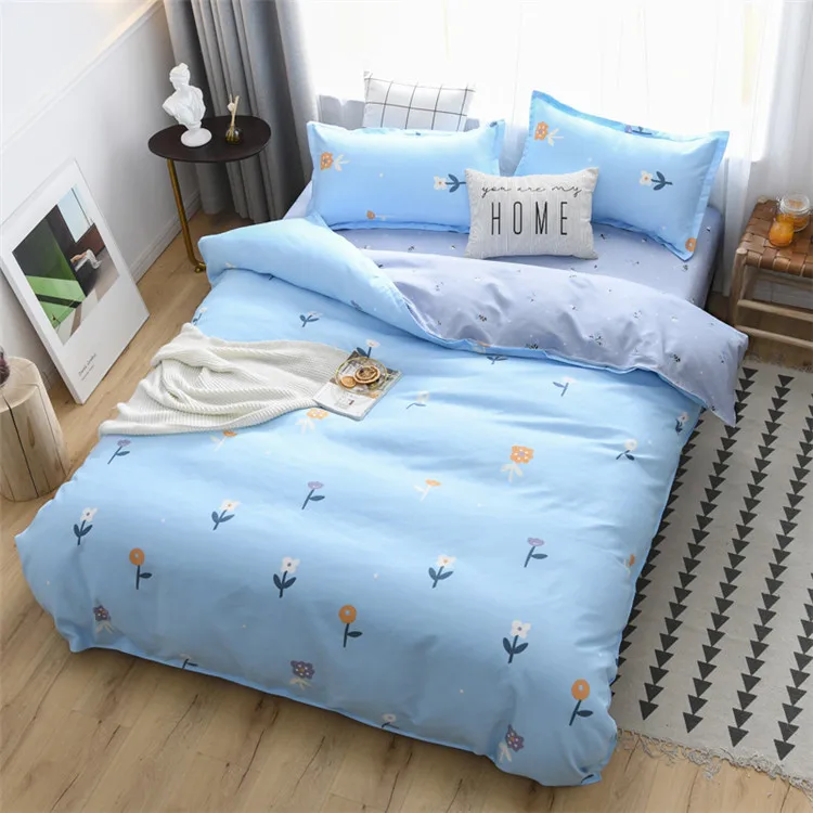 Customized 100%Polyester Printed 4pcs Comforter Bed Sheet Sets And Mattress Cover