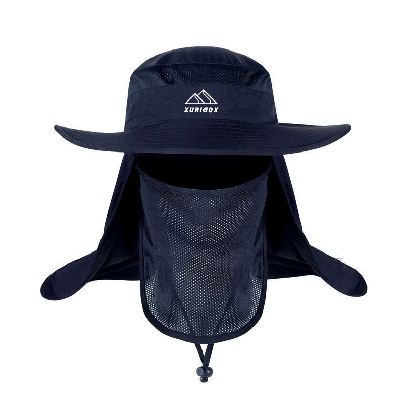 Outdoor Sun Protection Bucket Hats Summer Fishing Cap with Removable Neck Flap
