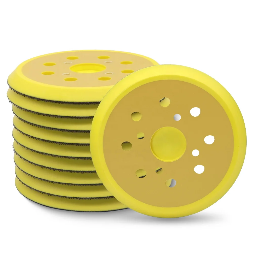 New Arraivel 10 Pcs/Set 125mm 5' 8/4 Yellow Sander Sand Paper Pad Abrasive Tools 5 Inch Orbital Sanding Disc Backing Pads