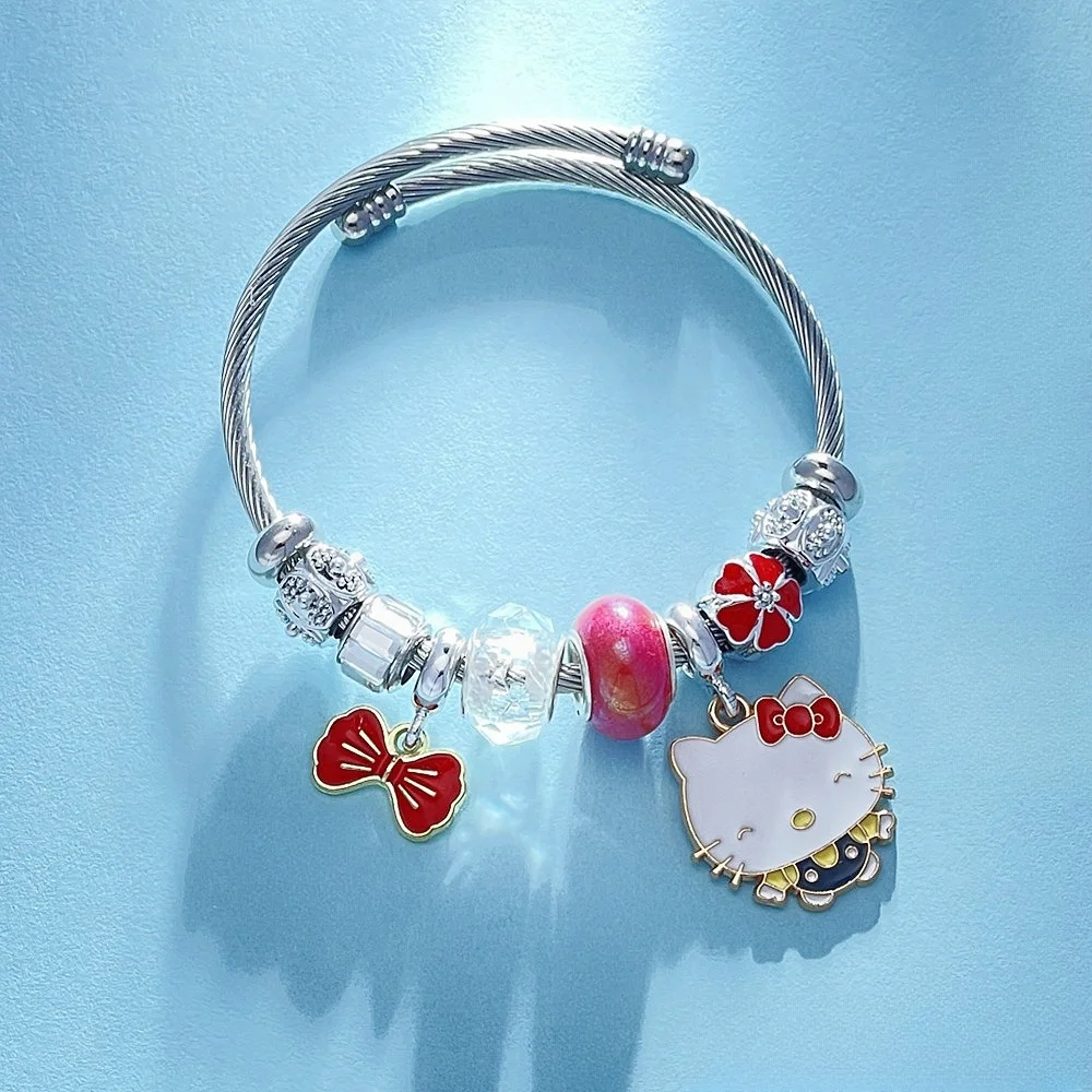 Kids Student Gifts Female Cartoon Animal Charm Beads Anime Adjustable Girls Children Hello Kitty Cat Bracelet for Women