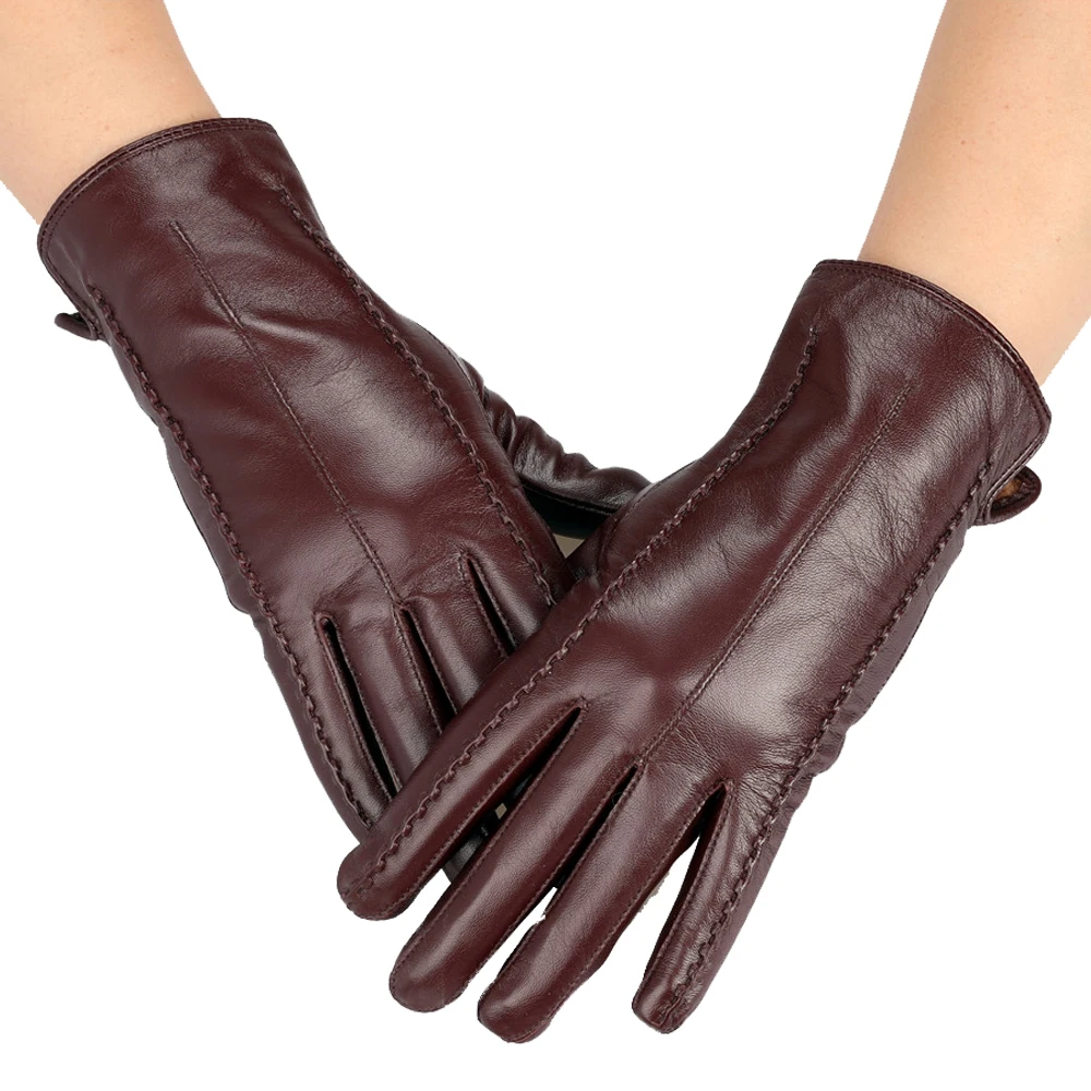 2021 new fashion Custom Lining Female Winter Real Durable Lambskin Sheepskin Leather Gloves Women for Wholesale