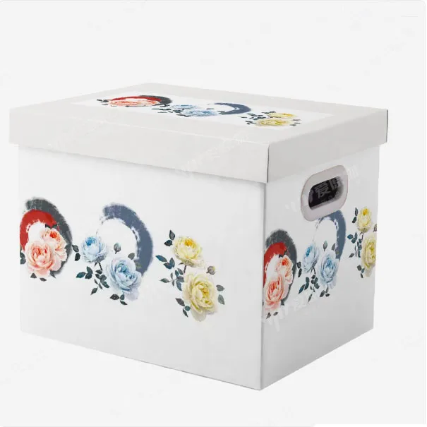 Moving sorting Custom Chinese pattern Design Household Home Foldable paper cardboard organizer boxes for packaging with lid