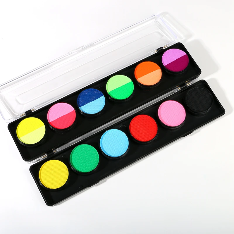 Halloween pigment rainbow split cake based 12 uv cream colors one stroke body painting water activated face paint kit