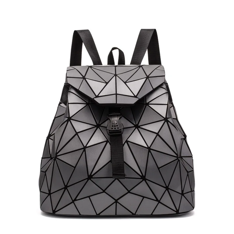 2022 new geometric backpack ladies rhombic bag backpack folding student splicing fashion backpack