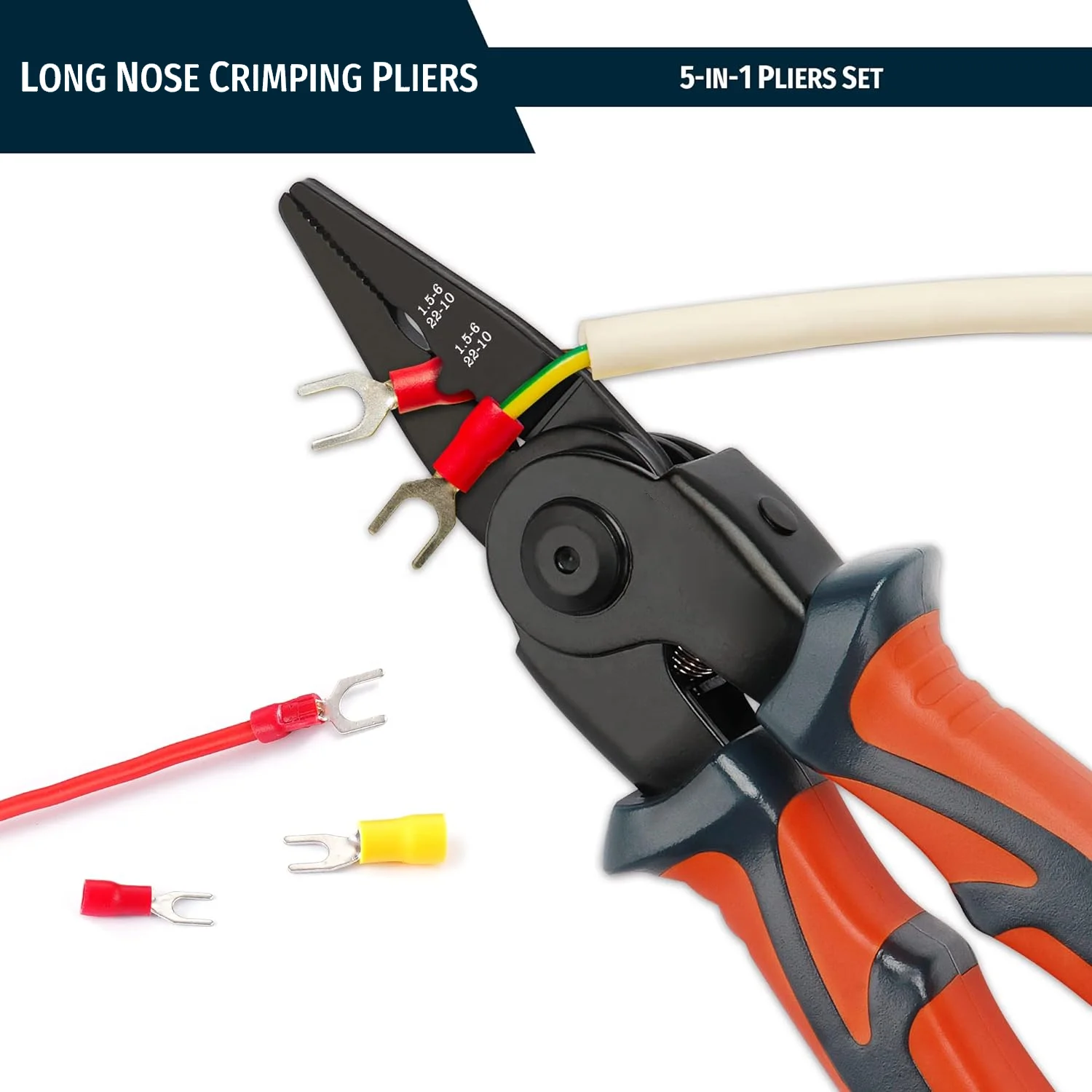 Multipurpose 8 Inch 5 IN 1 Plier Tool Set 1PC Cable Cutters Wire 1PC Stripper 1PC Crimping Plier 1PC Linesman Pliers 1PC Scissor