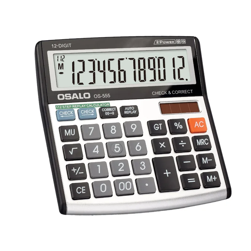 Fashion New Style Professional Electronic Calculator 12 Digits Office Solar Energy Dual Power Supply Calculating Machine