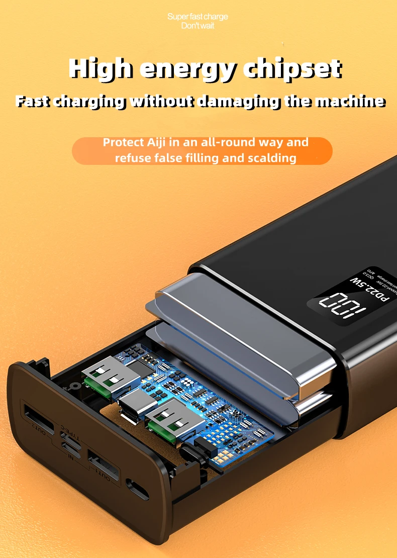 Высокое качество PD 25 Вт 30000 мАч портативный ABS Powerbank быстрой зарядки Power Bank с ЖК-дисплеем