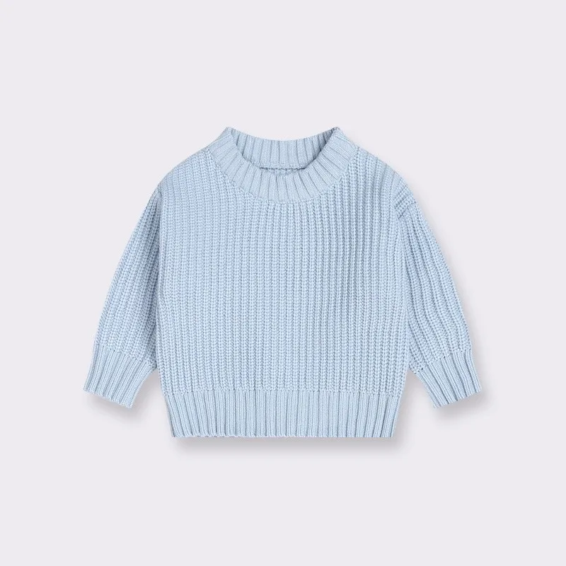 Autumn Winter Unisex Baby Knitted Jumper Ins Popular round Collar Loose Pullover Sweater for Boys and Girls