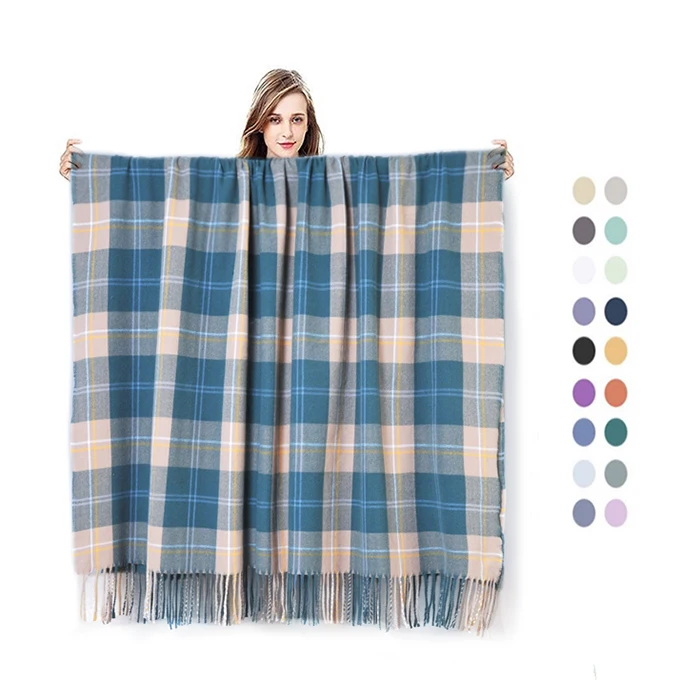 Dingtai Green Plaid Printed Single Blanket Office Fleece Blanket 100% Polyester Super Soft Blanket Knitted