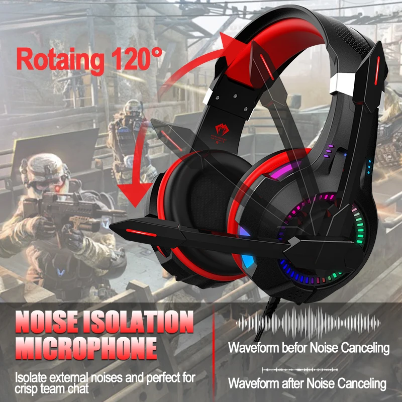 Бесплатный образец наушники Audifonos Gamer PC 7 1 PS4 гарнитура VR игровая с микрофоном RGB LED для Xbox
