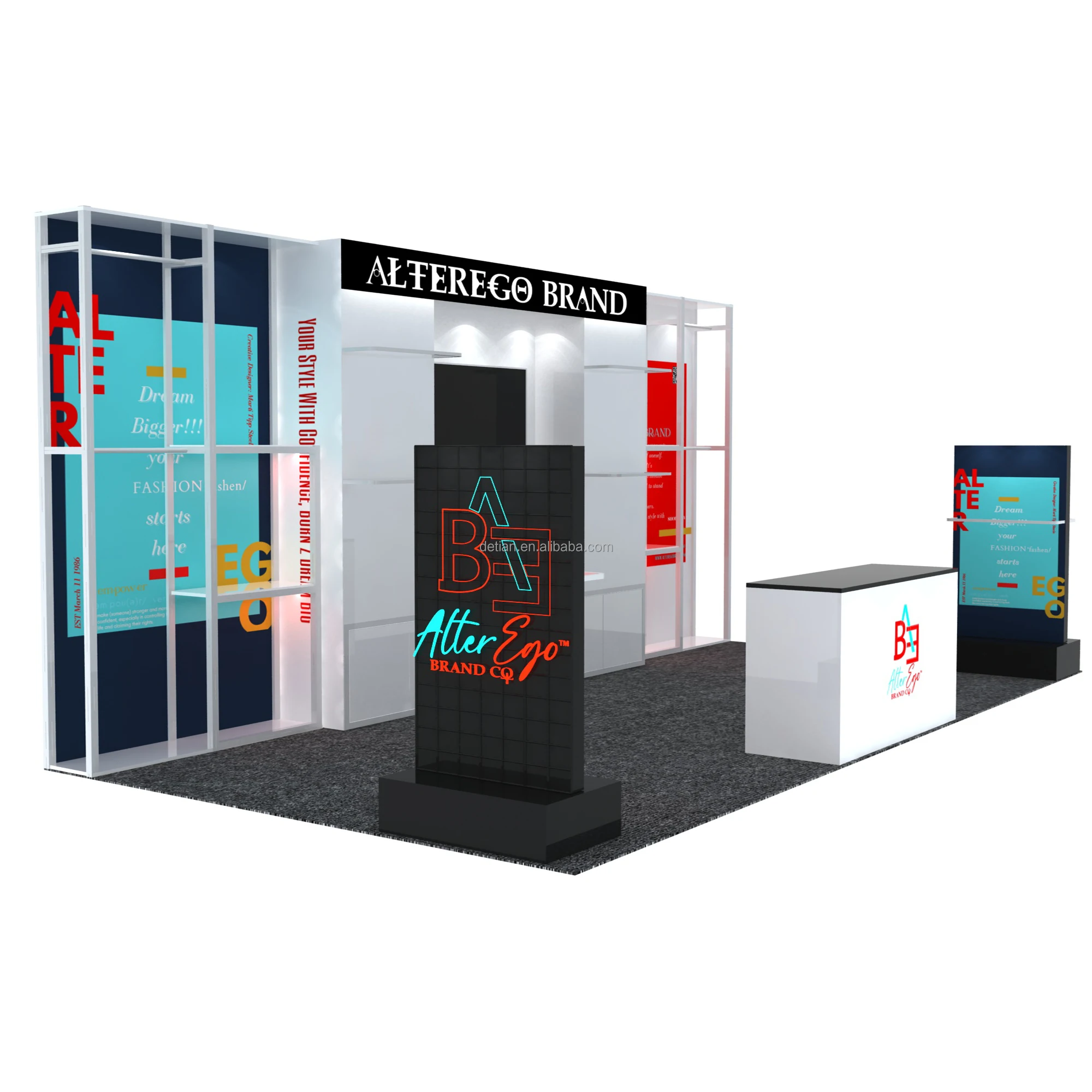 Detian, модный дизайн, выдвижная торговая выставочная камера со светодиодной алюминиевой тканью, модульная портативная выставочная камера