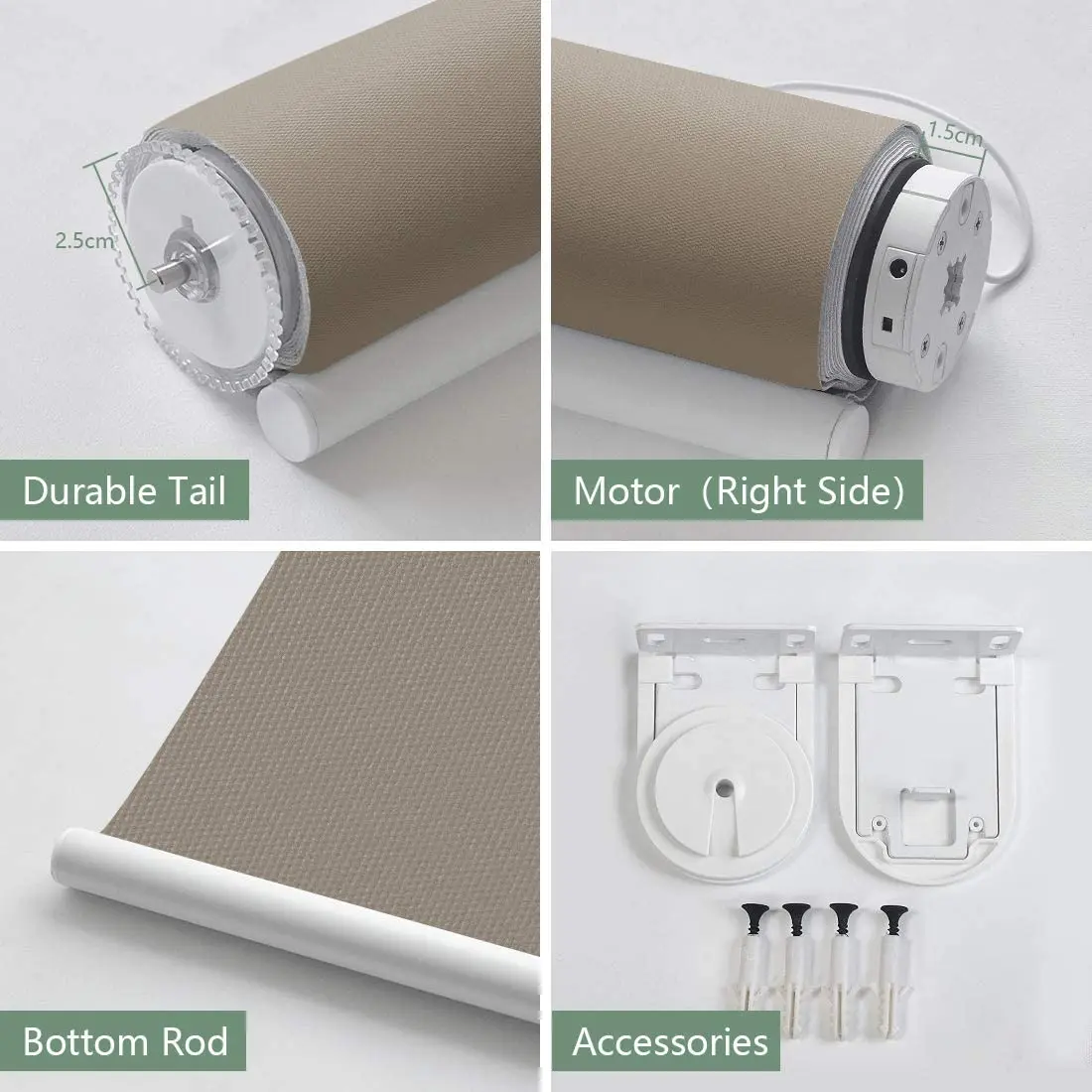 
Motorized Wireless Rechargeable Blackout Voice Control Window Shades Compatible With Wifi Box Smart Roller Blind 