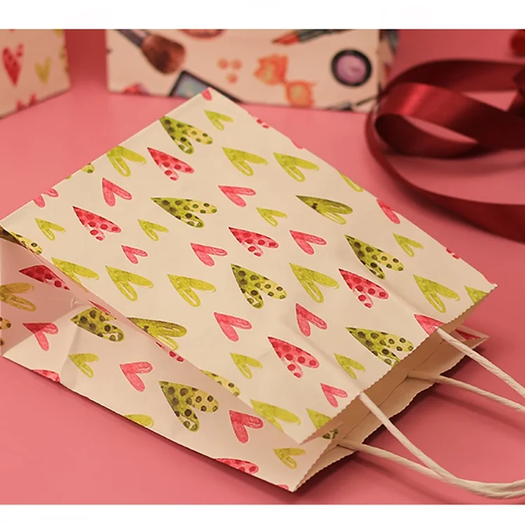 FTS Customized Colourful Kraft Paper Bag Takeaway Food Bag Fashion Clothes Shopping Bag With Printable Logo