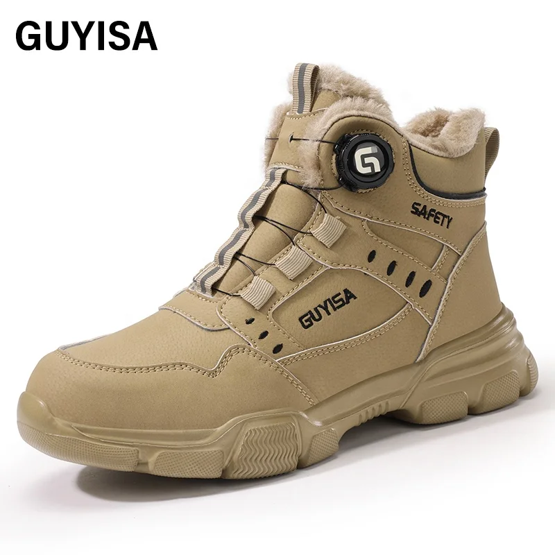 GUYISA High quality anti-smash anti-puncture waterproof microfiber upper safety boots for winter